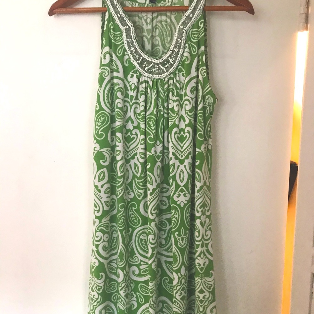 APT 9 L Dress Sleeveless Beaded V-neck Knee Length